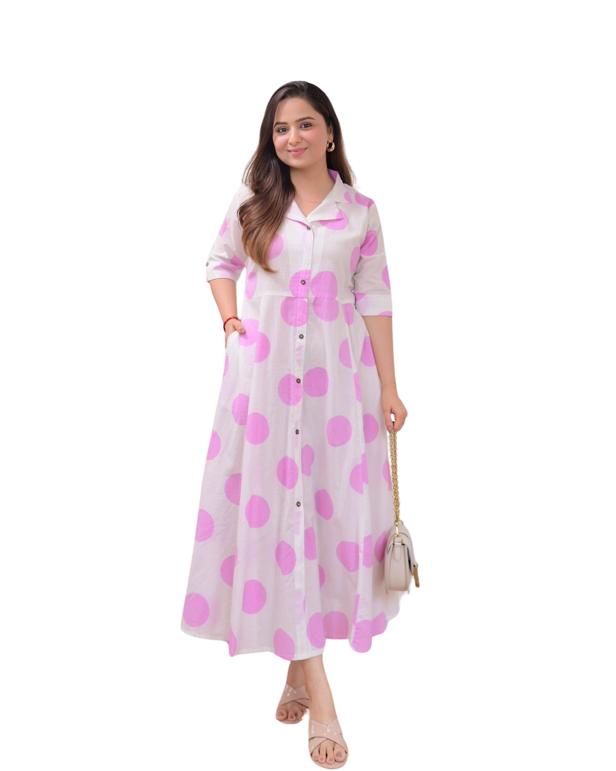 Flaunt the Florals ? Embroidered Cotton Dress with Printex Highlights (XL)